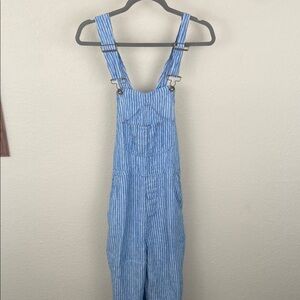 Faherty Blue and White Striped Cotton Overalls Jumpsuit